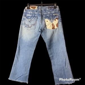 Miss Me Cowhide Venice Boot Cut Women's Jeans With Flap Pockets Size 26